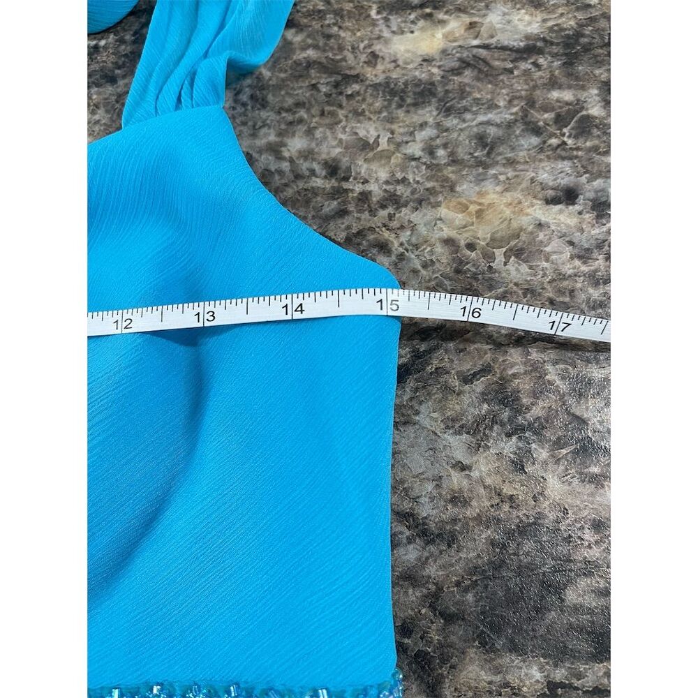 David's Bridal Women's Size 4 Blue High-Low Party Dress halter neck formal - Picture 11 of 14